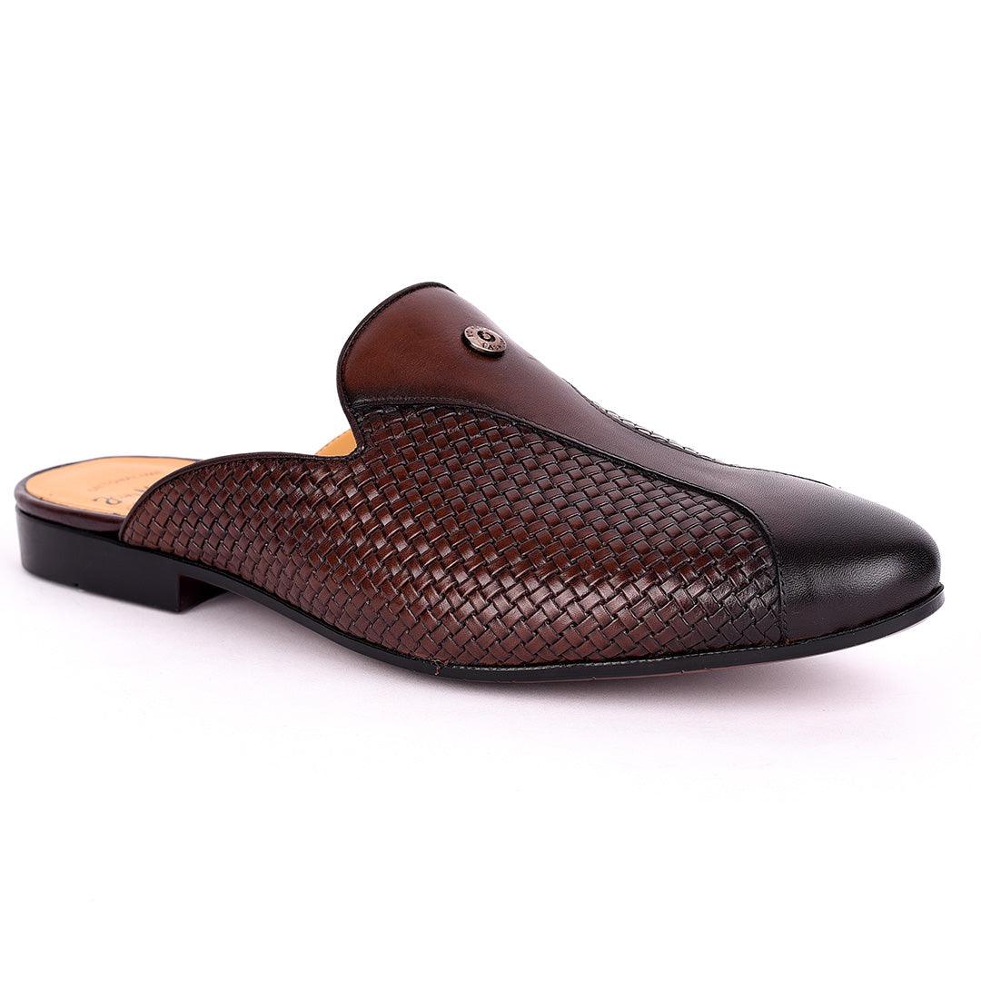 John Mendson Comfortable Men's Leather half Shoe- Coffee - Obeezi.com
