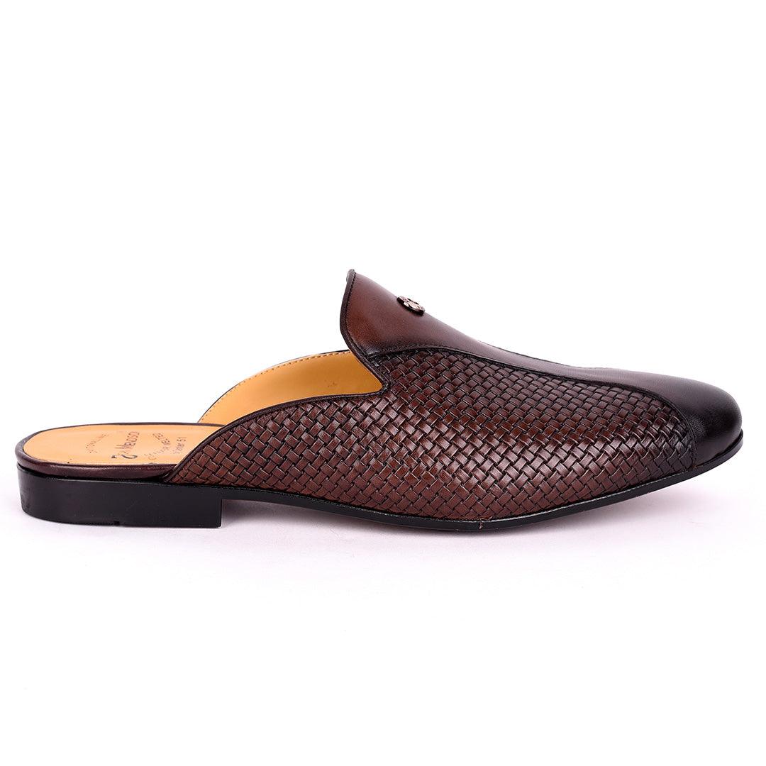 John Mendson Comfortable Men's Leather half Shoe- Coffee - Obeezi.com