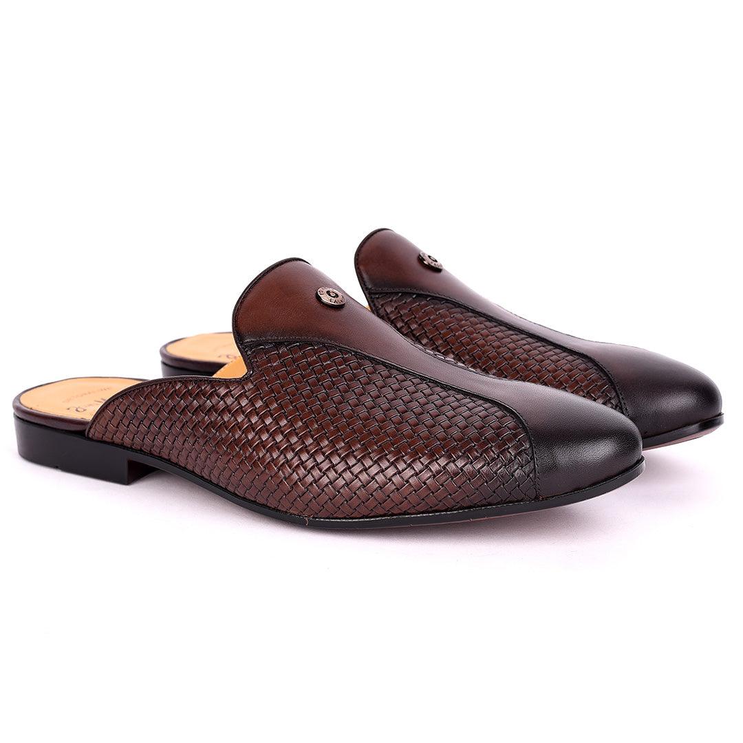 John Mendson Comfortable Men's Leather half Shoe- Coffee - Obeezi.com