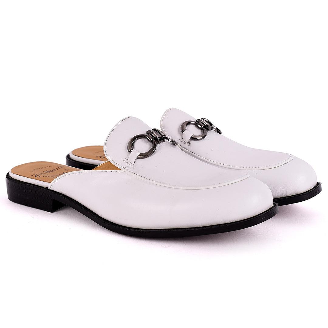 John Mendson Daytonaline Chain Half Shoe-White - Obeezi.com