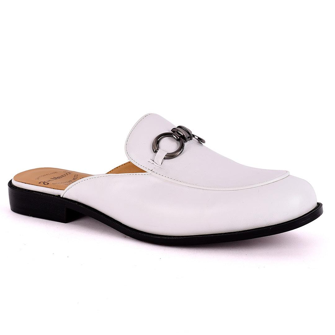 John Mendson Daytonaline Chain Half Shoe-White - Obeezi.com