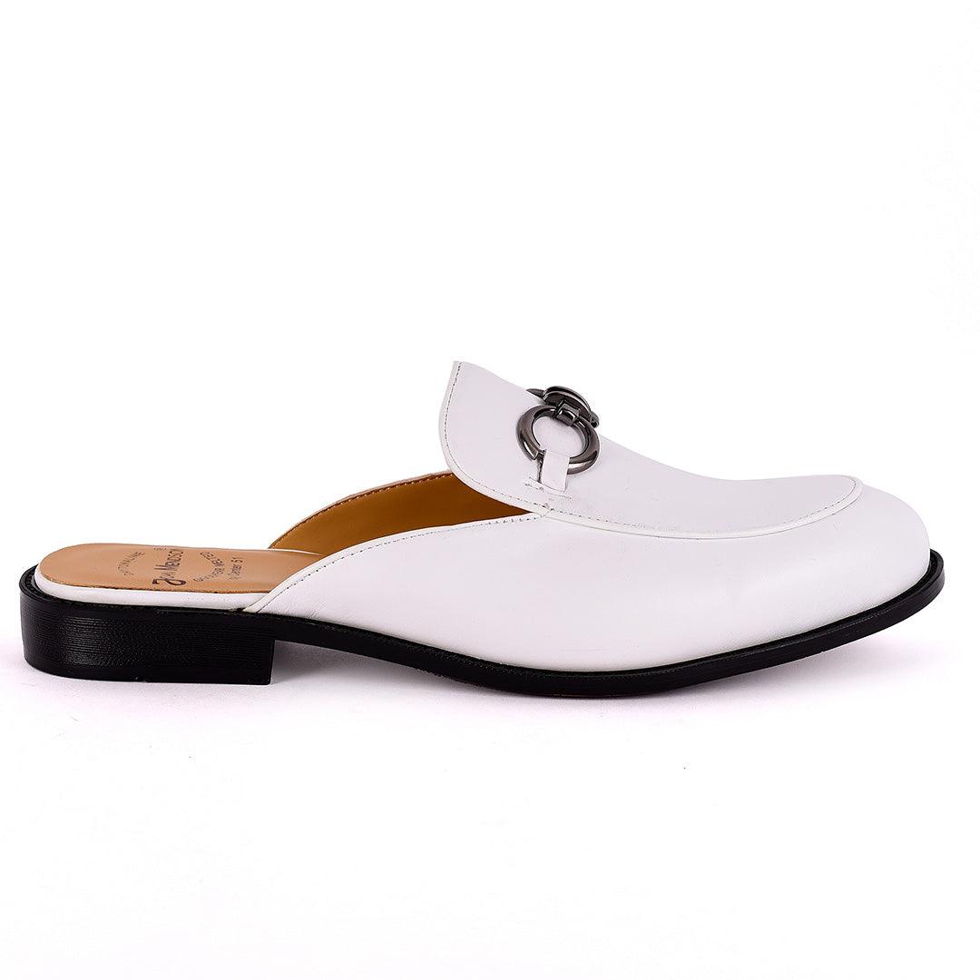 John Mendson Daytonaline Chain Half Shoe-White - Obeezi.com