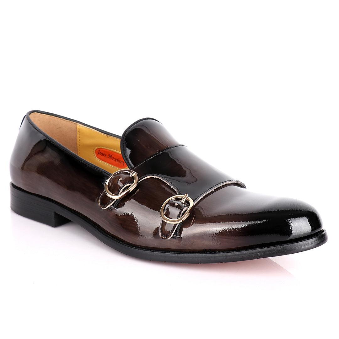 John Mendson Double Monk Strap Wetlooks Grey Shoe - Obeezi.com