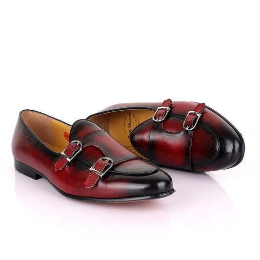 John Mendson Double monk Strap Wine Loafers - Obeezi