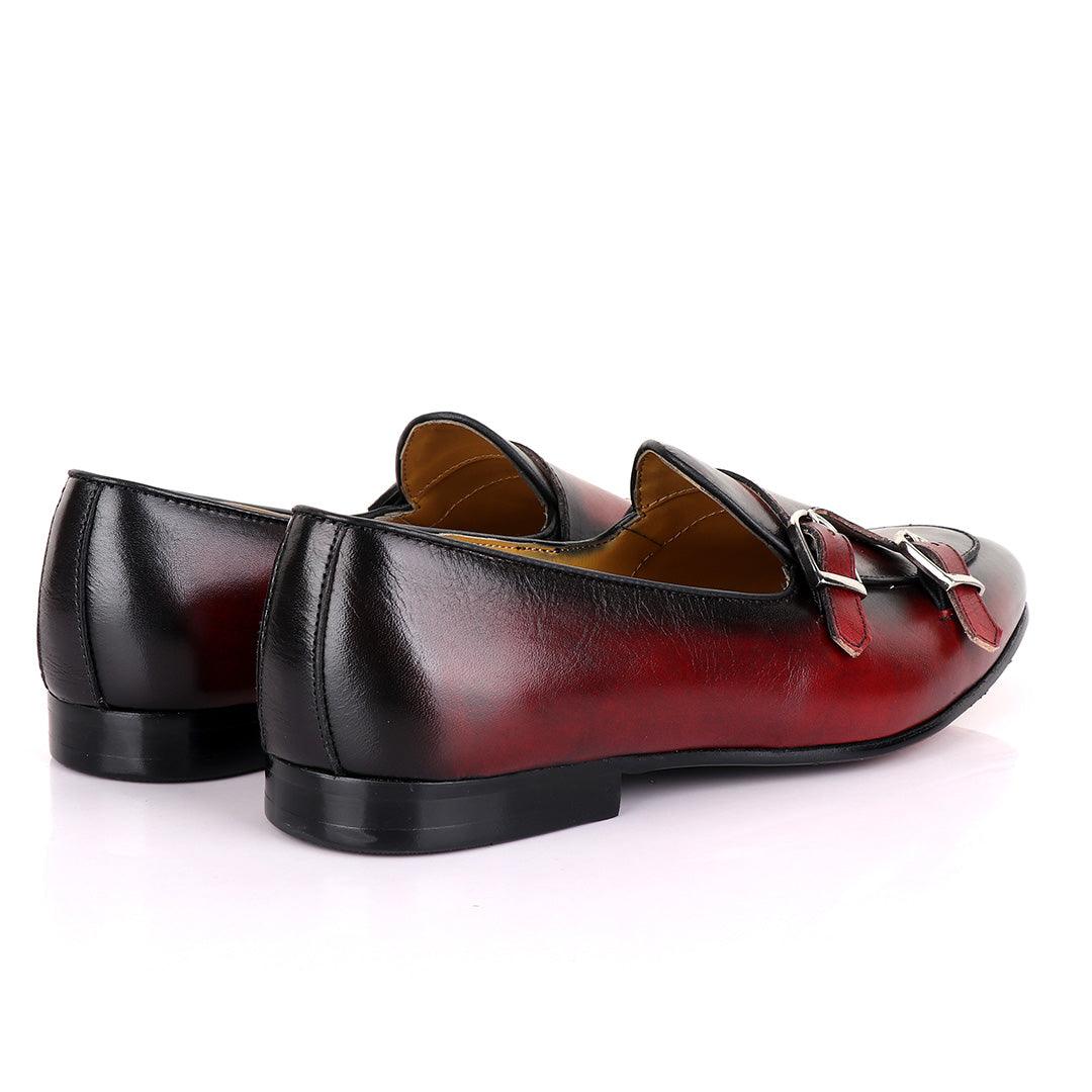 John Mendson Double monk Strap Wine Loafers - Obeezi