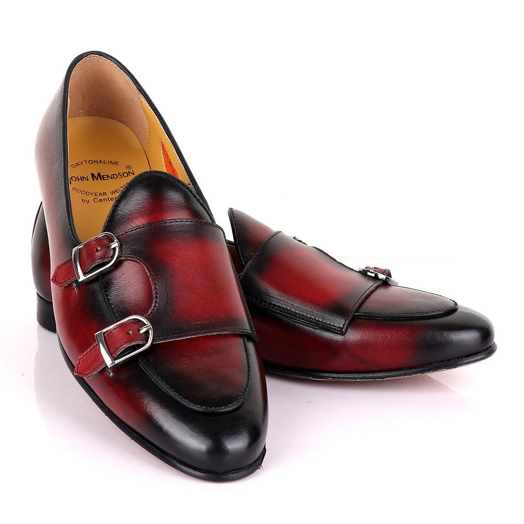 John Mendson Double monk Strap Wine Loafers - Obeezi