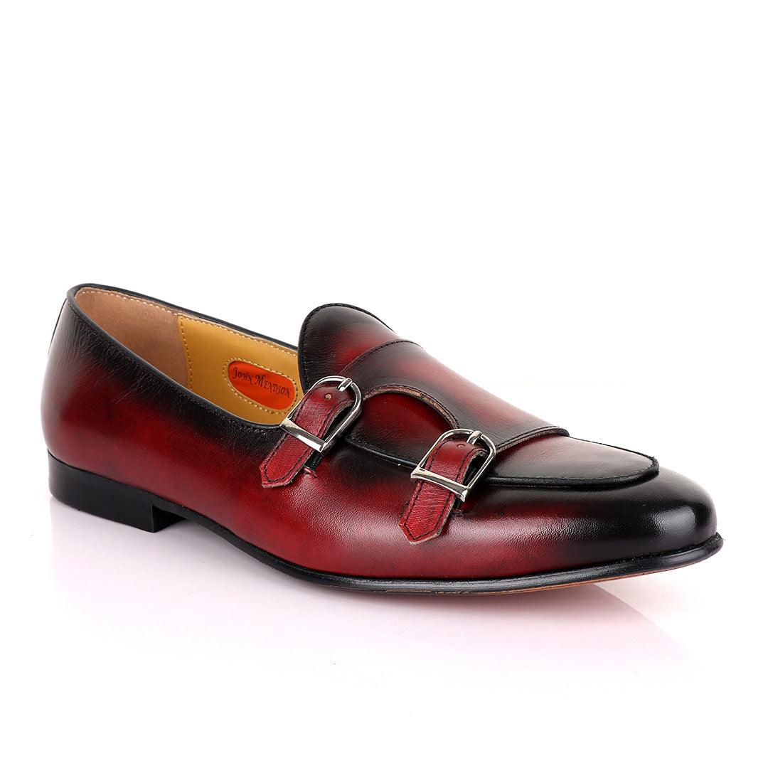 John Mendson Double monk Strap Wine Loafers - Obeezi