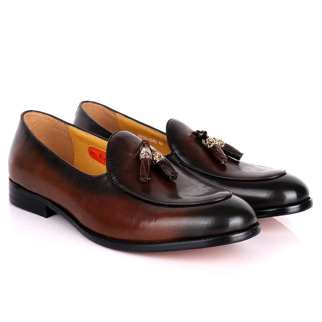 John Mendson Double Tassel Well Designed Men's Shoe- Coffee - Obeezi.com