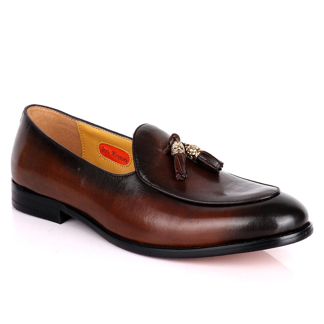 John Mendson Double Tassel Well Designed Men's Shoe- Coffee - Obeezi.com