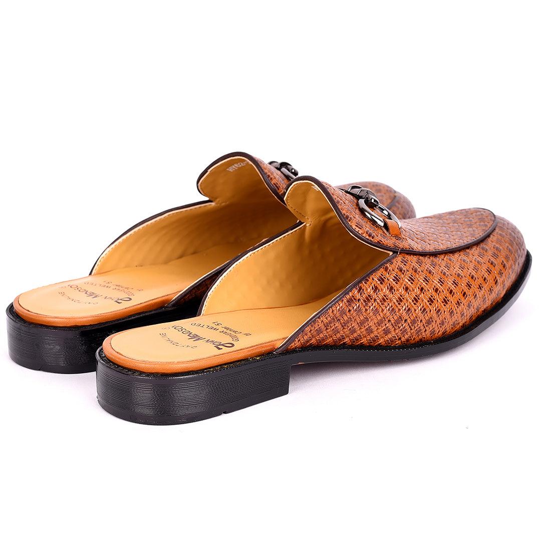 John Mendson Exotic Leather Men's Half Shoe- Brown - Obeezi.com
