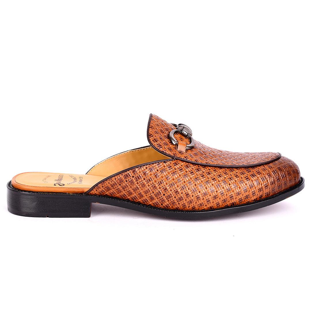 John Mendson Exotic Leather Men's Half Shoe- Brown - Obeezi.com