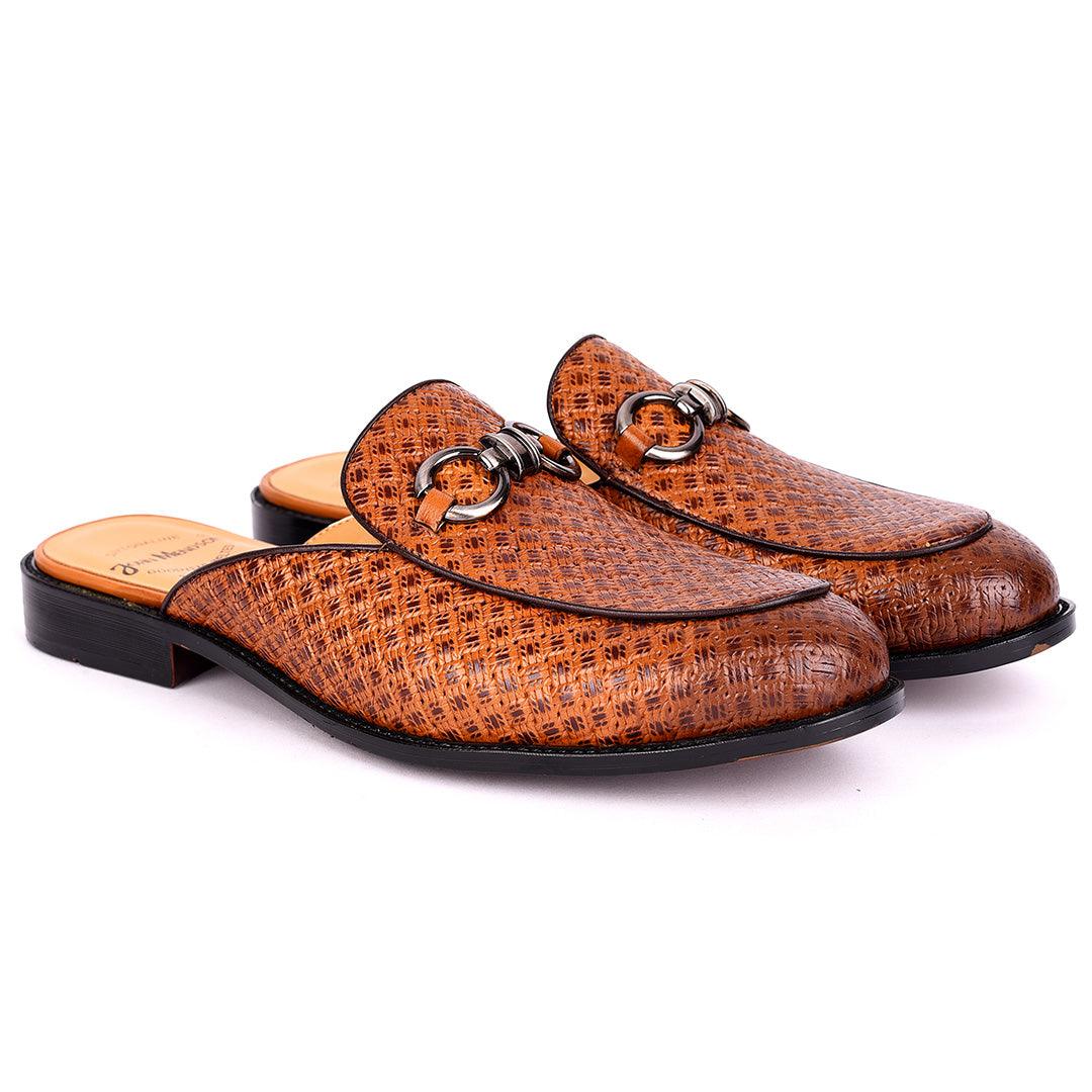 John Mendson Exotic Leather Men's Half Shoe- Brown - Obeezi.com