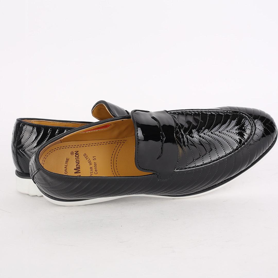 John Mendson Exquisite Leather Pattern Glossy Shoe With White Designed Sole - Obeezi.com