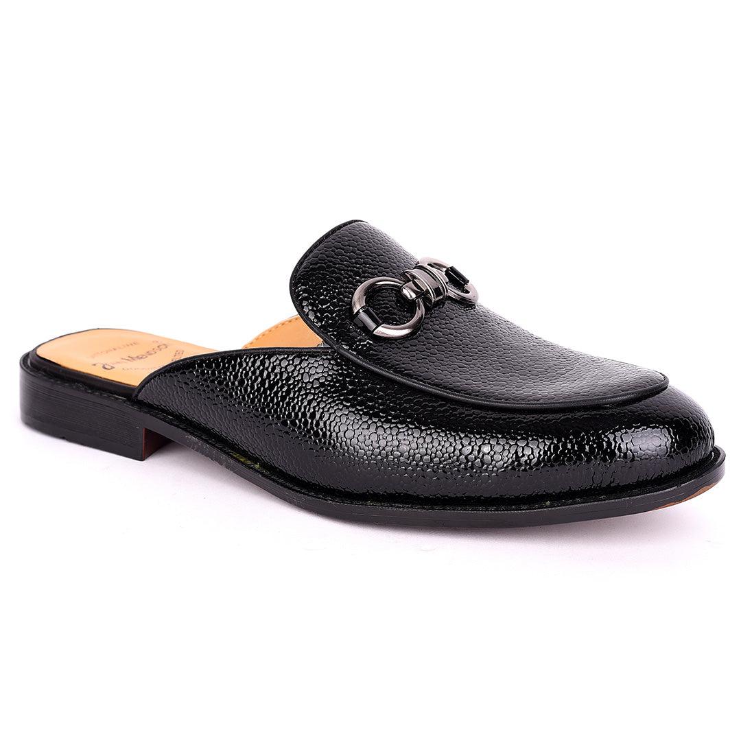 John Mendson Full Black Designer Leather Chain Half Men's Shoe - Obeezi.com