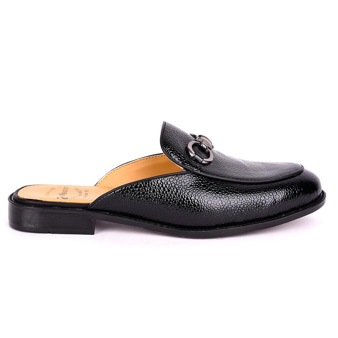 John Mendson Full Black Designer Leather Chain Half Men's Shoe - Obeezi.com