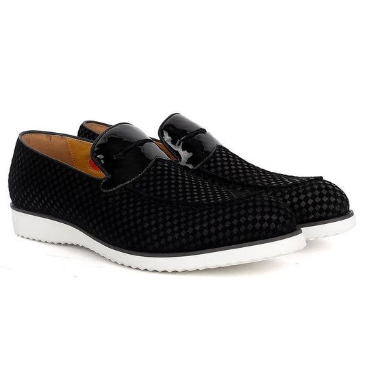 John Mendson Full Checkered Black Suede Leather Designer - Obeezi.com