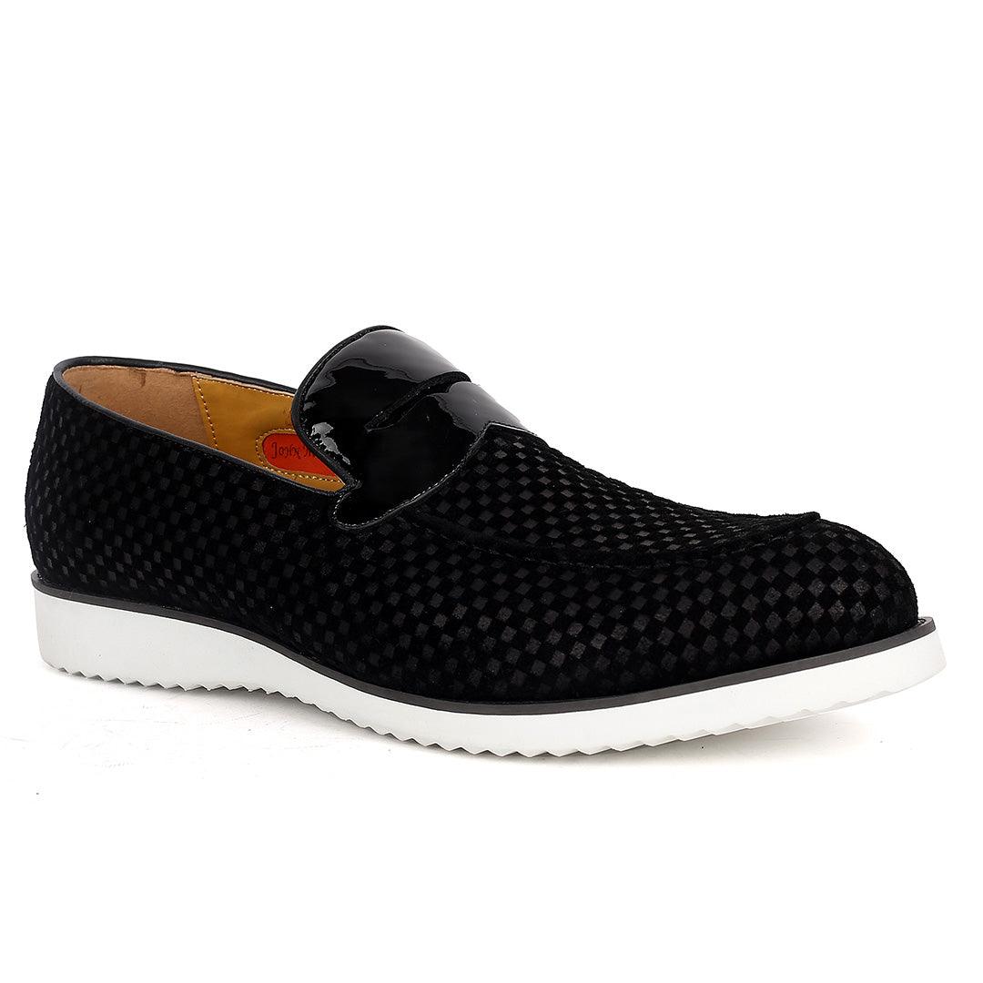 John Mendson Full Checkered Black Suede Leather Designer - Obeezi.com