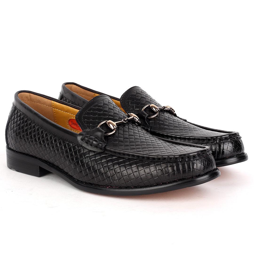 John Mendson Full Woven Leather Single Chain Designed -Black - Obeezi.com