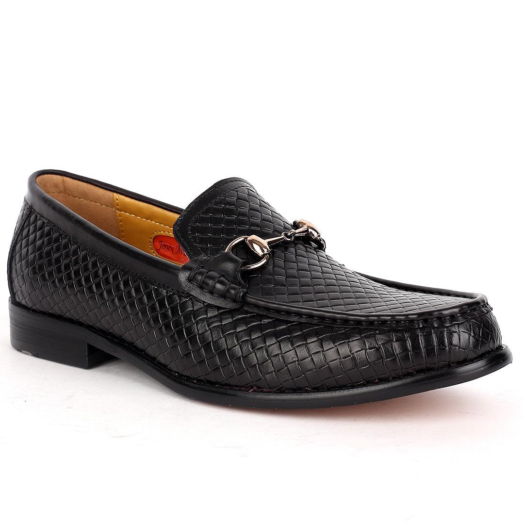 John Mendson Full Woven Leather Single Chain Designed -Black - Obeezi.com