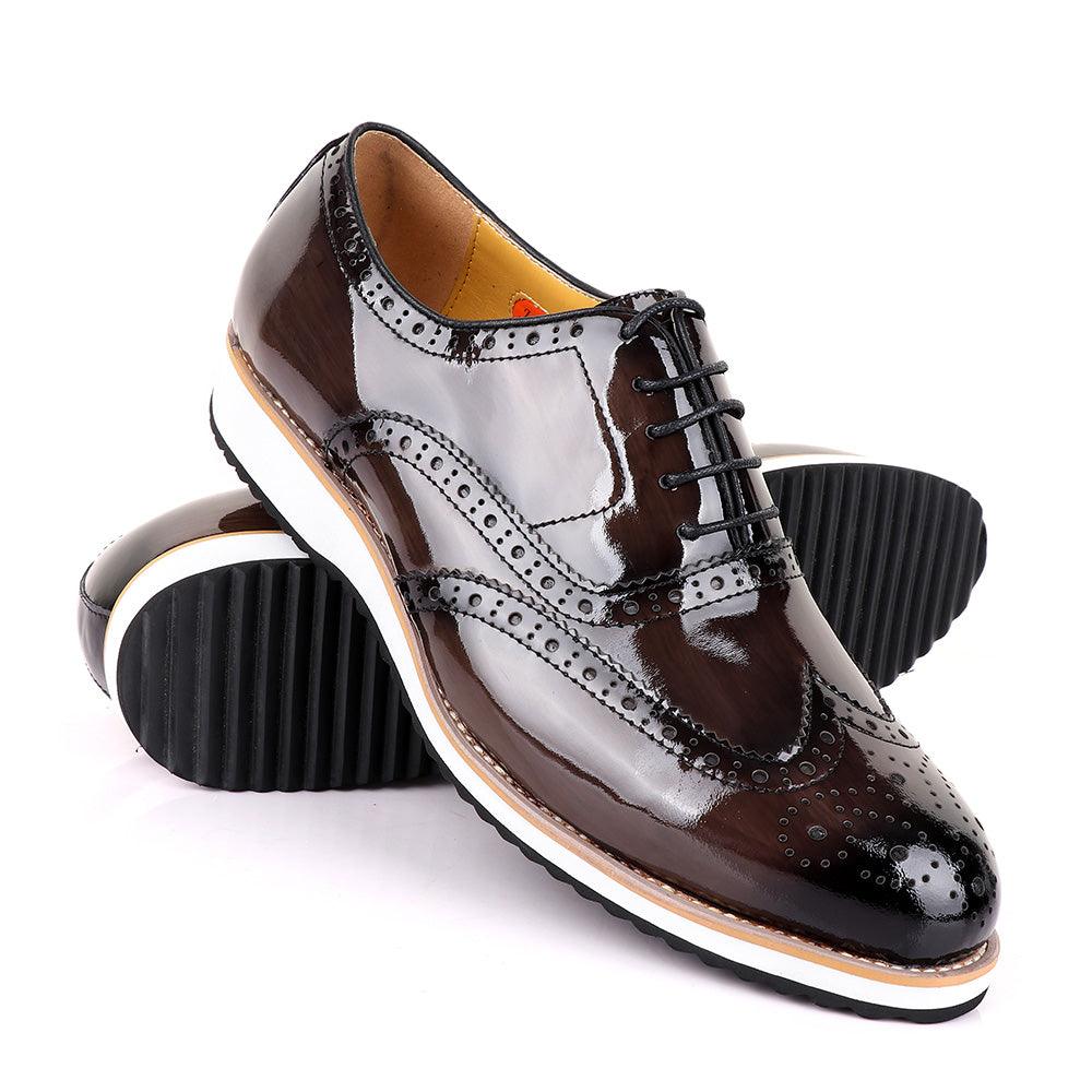 John Mendson Glossy Coffee Formal Shoe - Obeezi