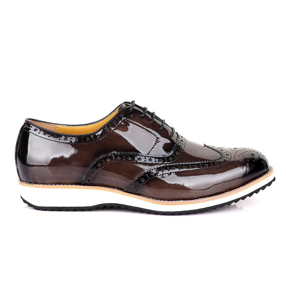 John Mendson Glossy Coffee Formal Shoe - Obeezi