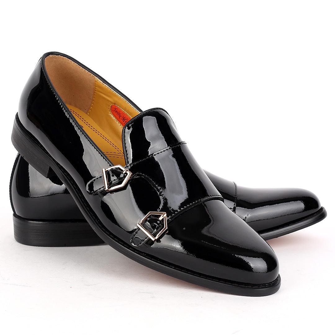 John Mendson Glossy Leather Skin Buckle Strap Monk Shoes - Obeezi.com