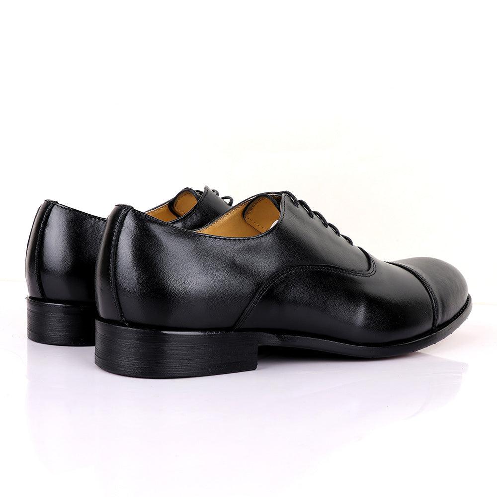 John Mendson Lace Leather Black Shoe - Obeezi