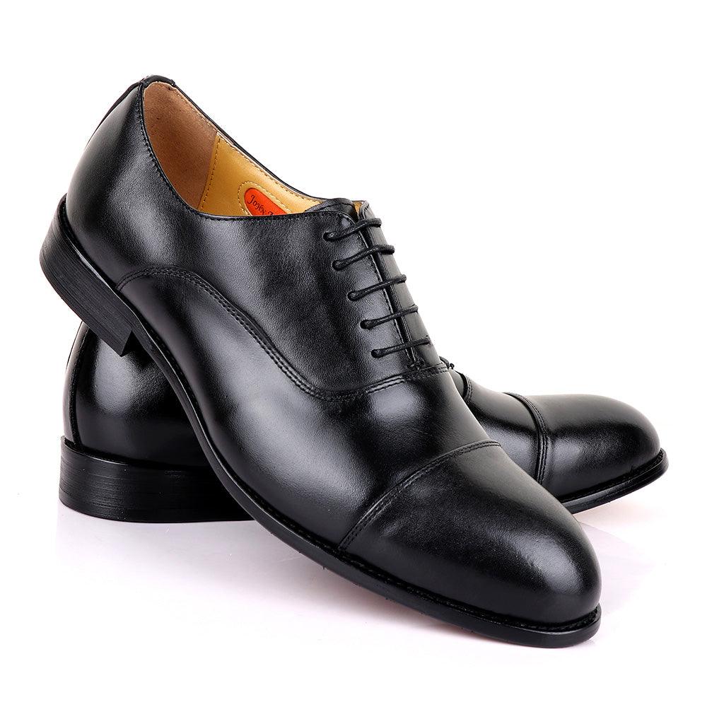 John Mendson Lace Leather Black Shoe - Obeezi