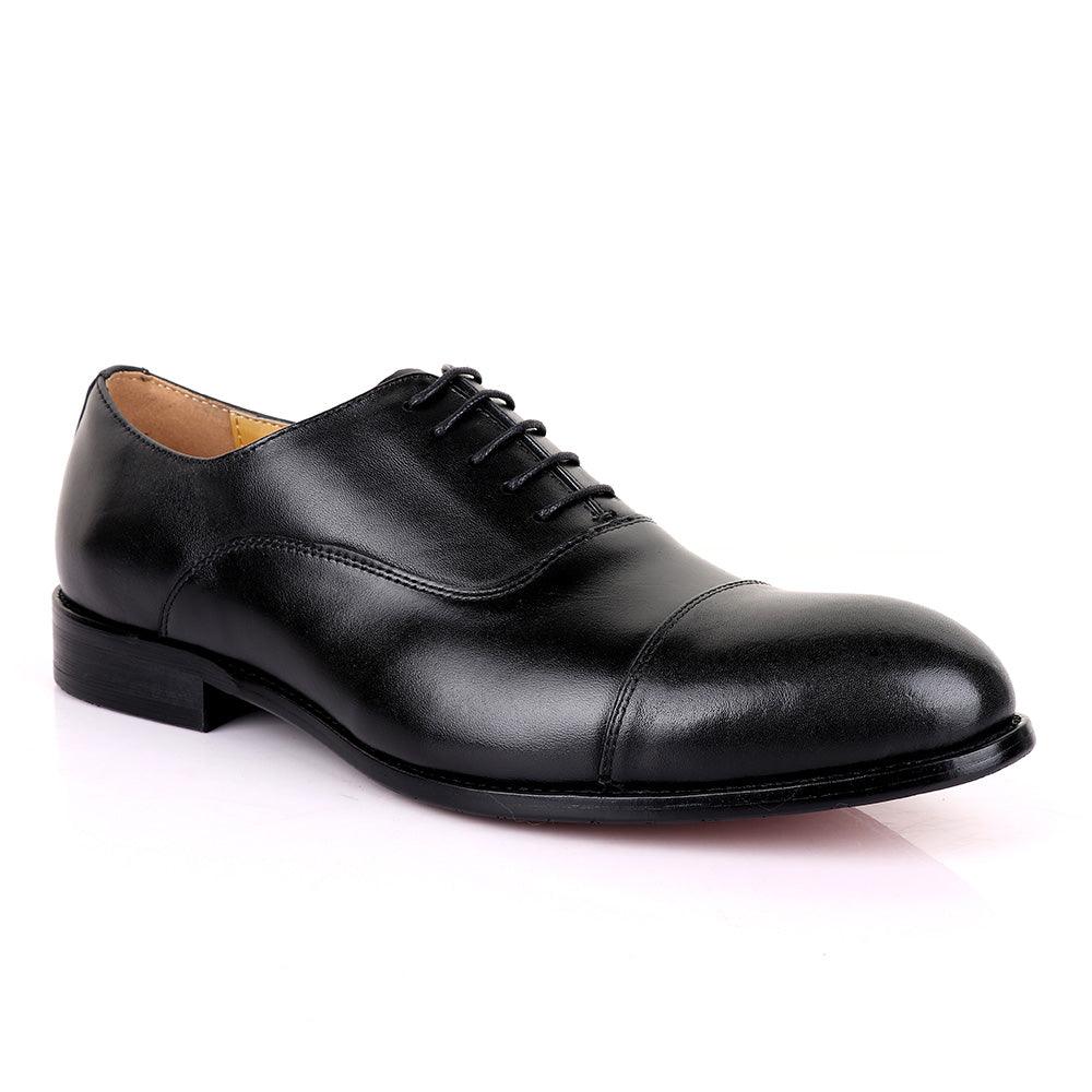 John Mendson Lace Leather Black Shoe - Obeezi