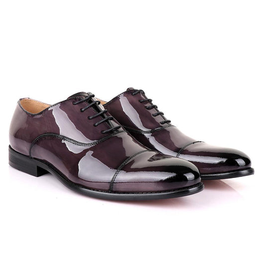 John Mendson Laceup Glossy Purple Leather Shoe - Obeezi