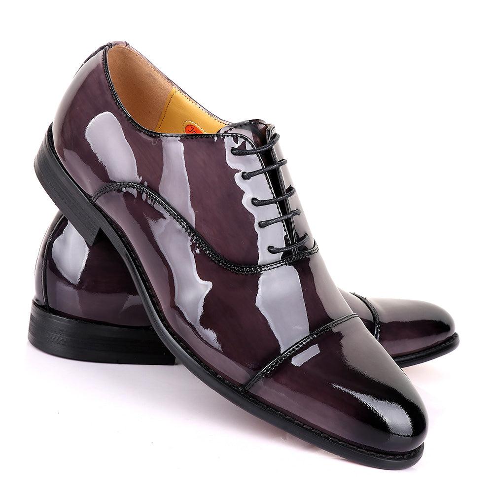 John Mendson Laceup Glossy Purple Leather Shoe - Obeezi