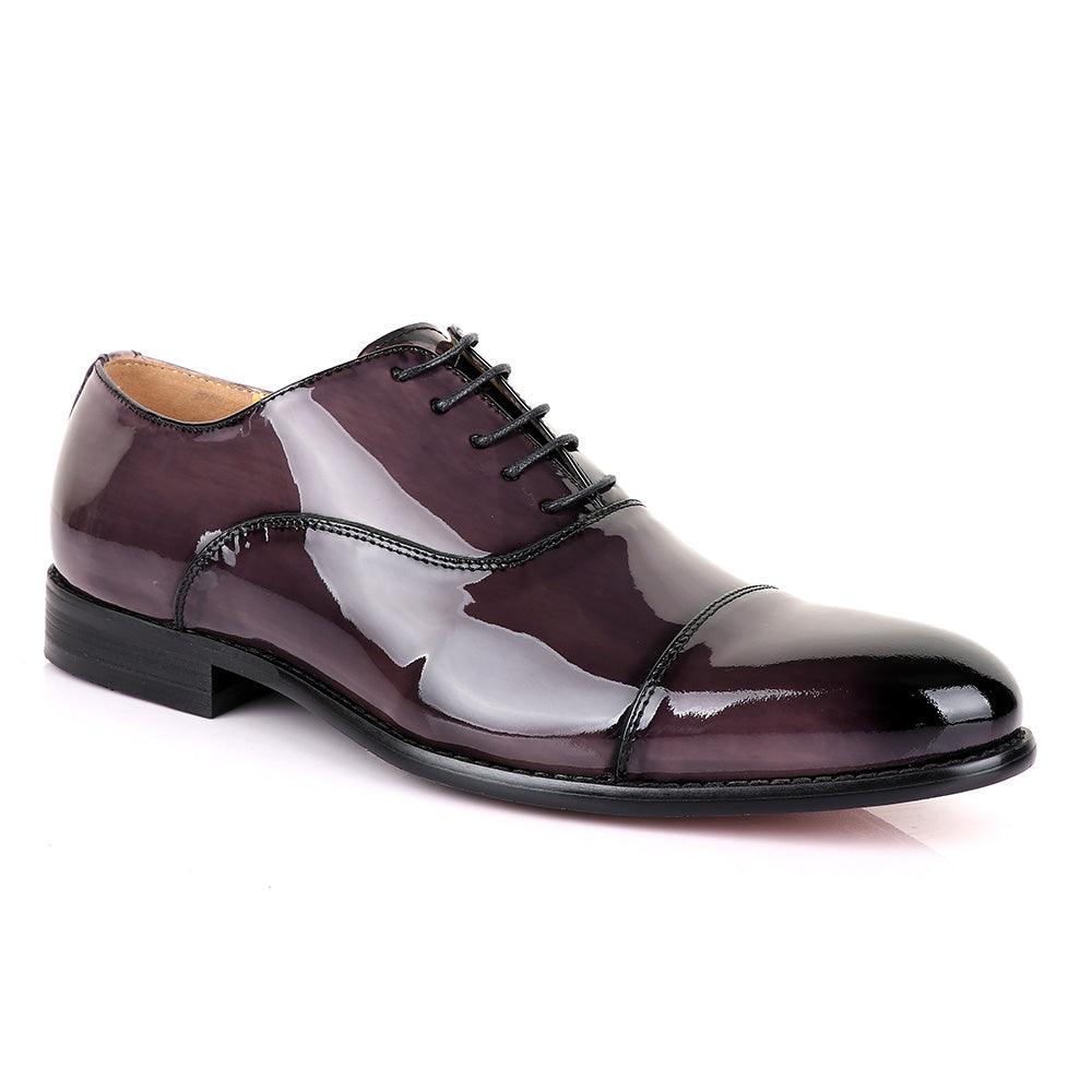 John Mendson Laceup Glossy Purple Leather Shoe - Obeezi