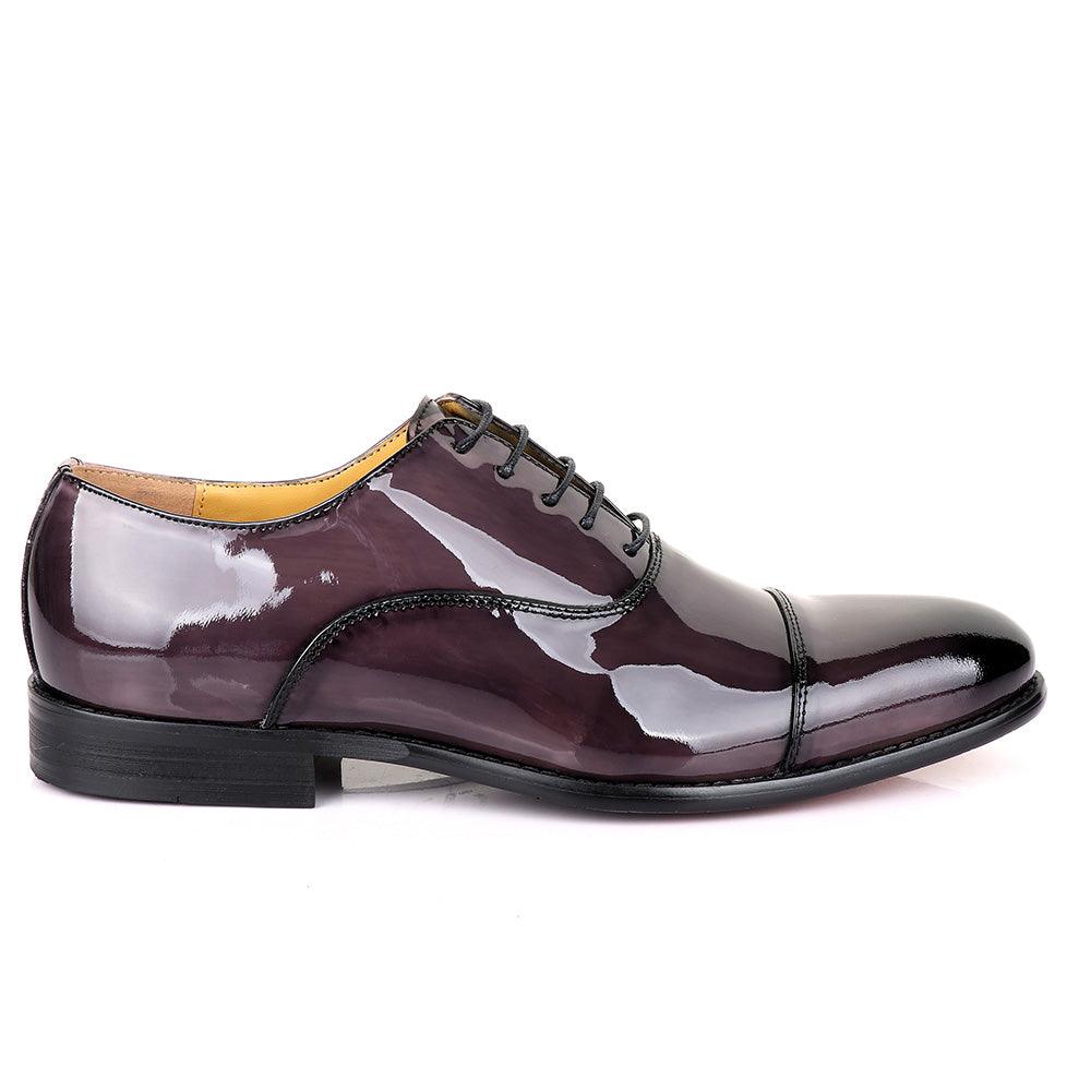 John Mendson Laceup Glossy Purple Leather Shoe - Obeezi