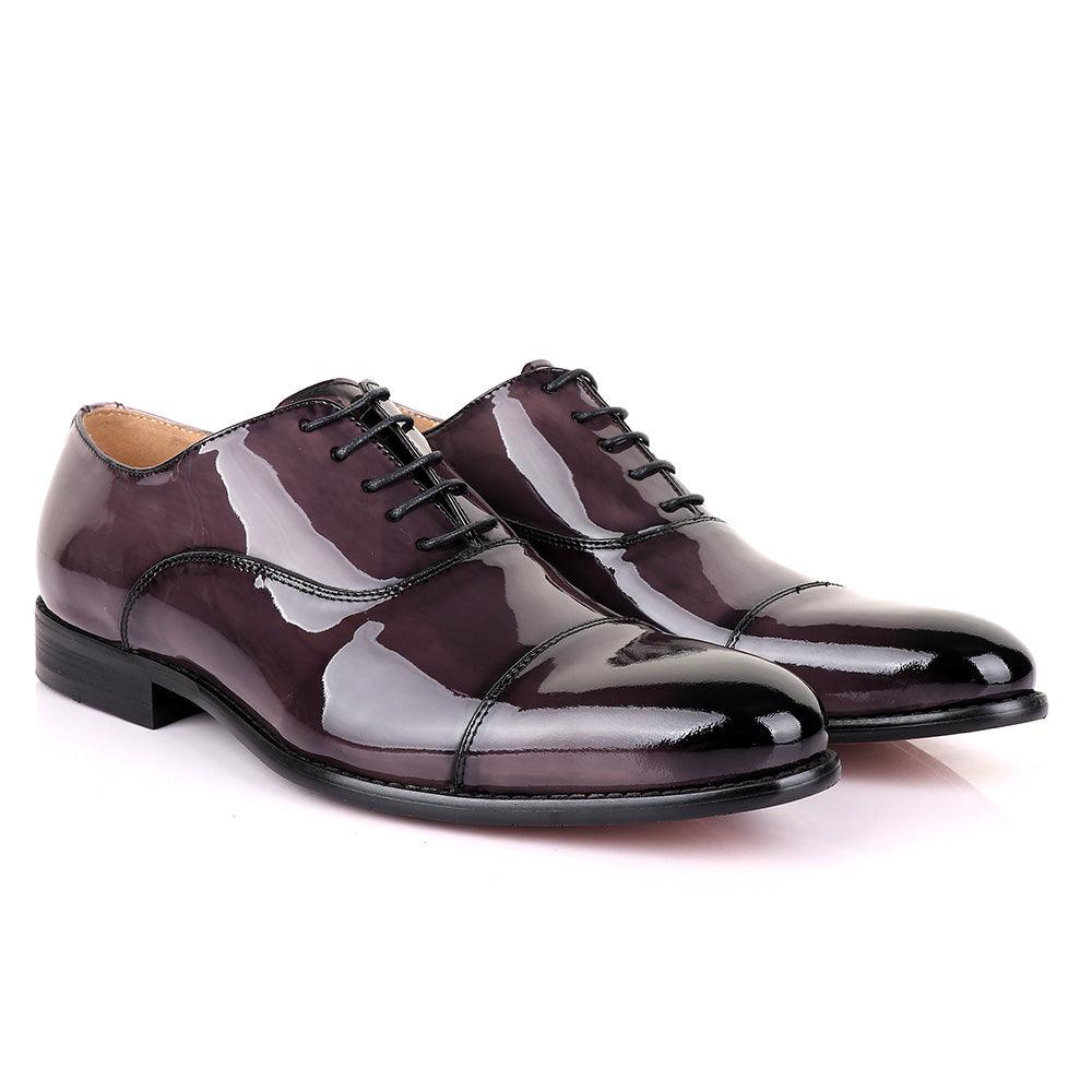 John Mendson Laceup Glossy Purple Leather Shoe - Obeezi