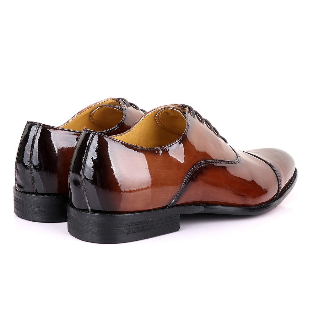 John Mendson Laceup Wetlips Brown Leather Shoe - Obeezi