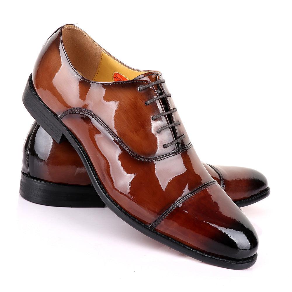 John Mendson Laceup Wetlips Brown Leather Shoe - Obeezi