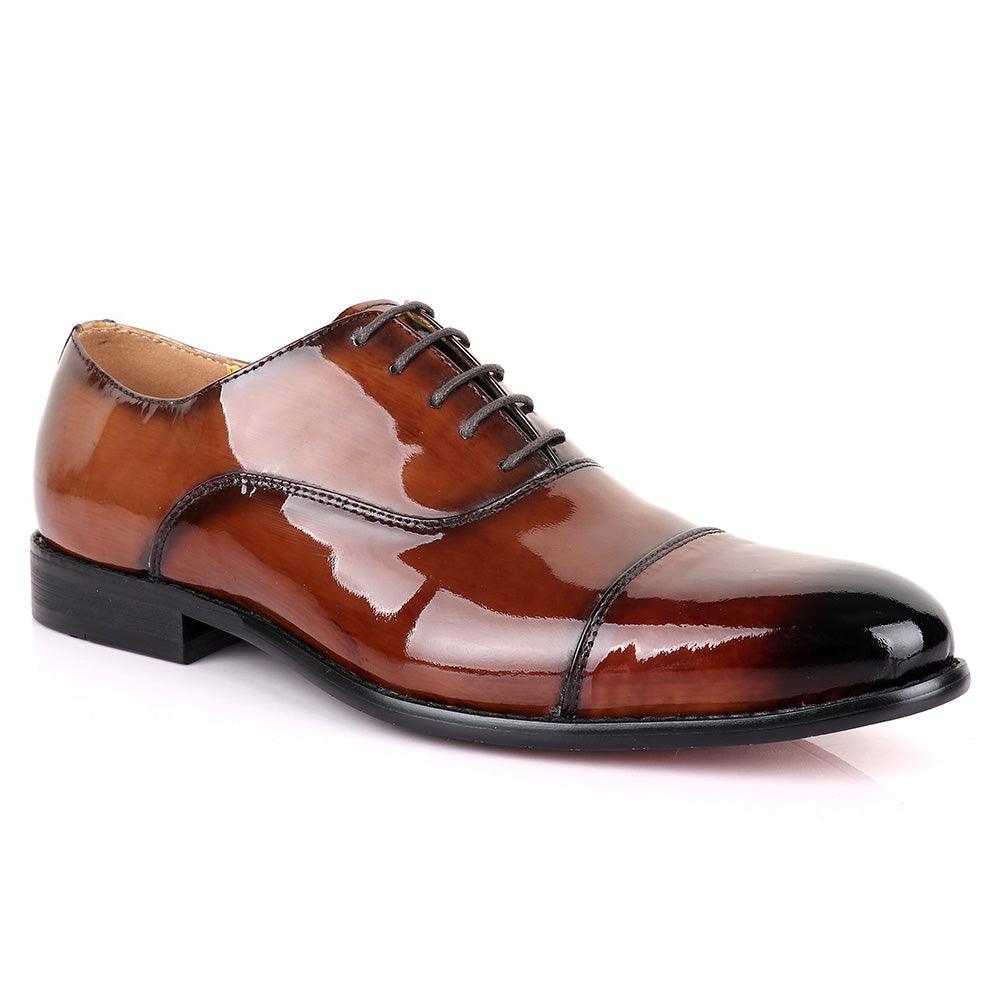 John Mendson Laceup Wetlips Brown Leather Shoe - Obeezi