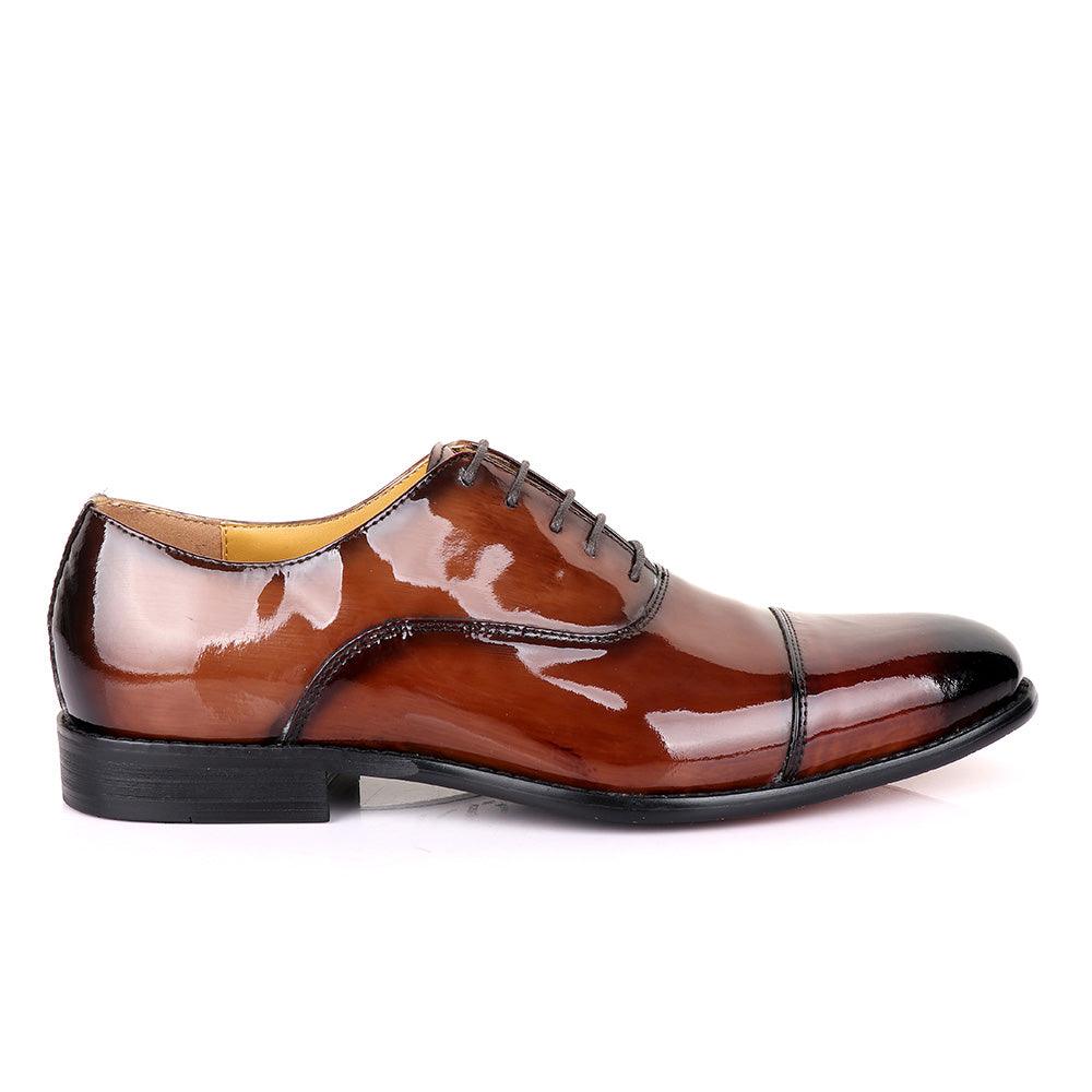 John Mendson Laceup Wetlips Brown Leather Shoe - Obeezi