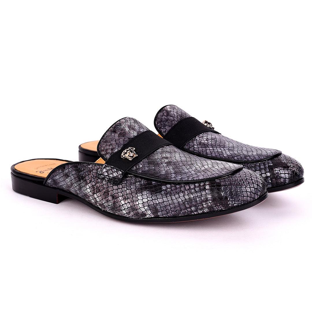 John Mendson Medusa Head Croc Leather Men's Half Shoe - Obeezi.com