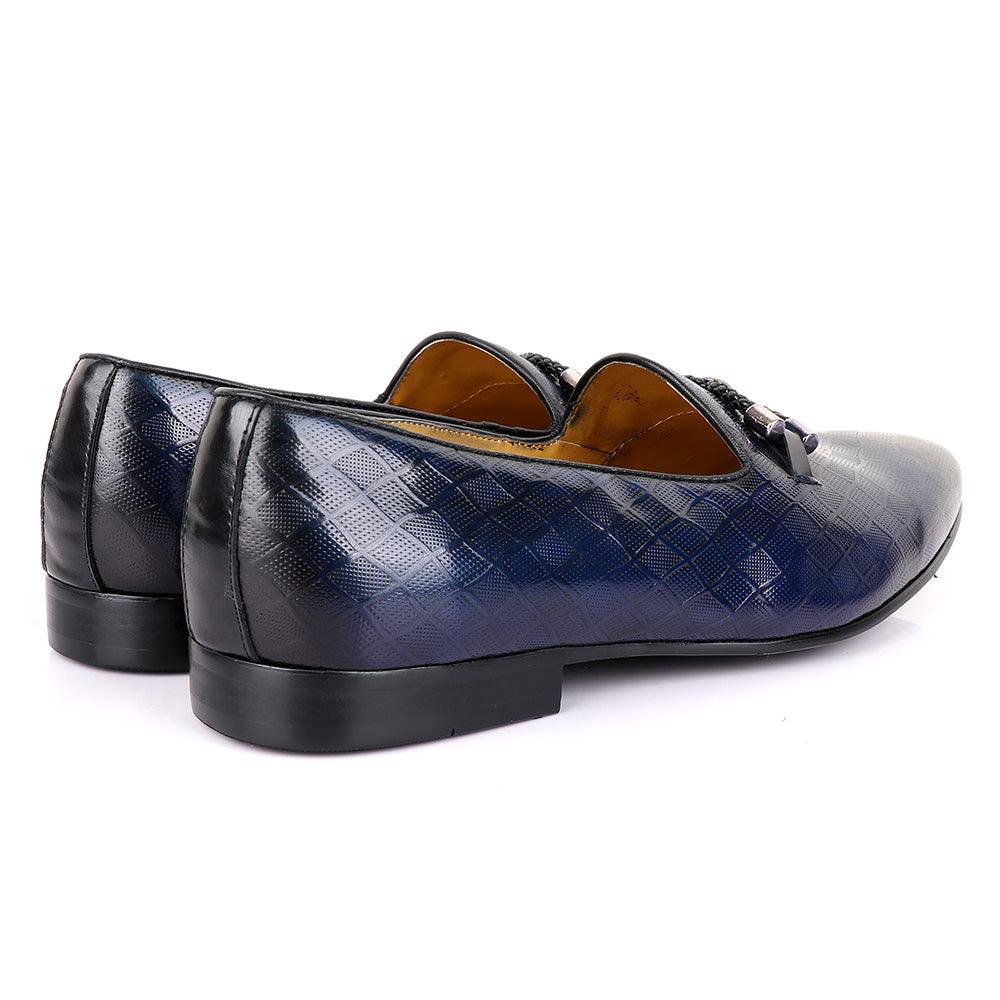 John Mendson Net Blue Leather Shoe - Obeezi