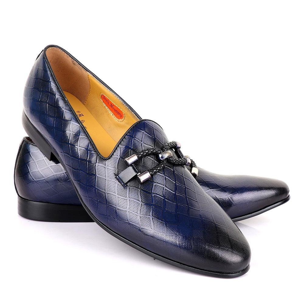 John Mendson Net Blue Leather Shoe - Obeezi