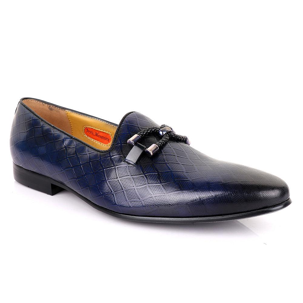 John Mendson Net Blue Leather Shoe - Obeezi
