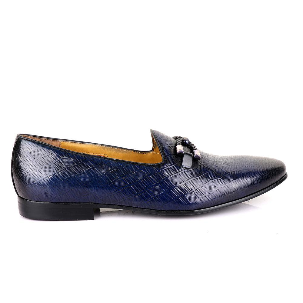 John Mendson Net Blue Leather Shoe - Obeezi