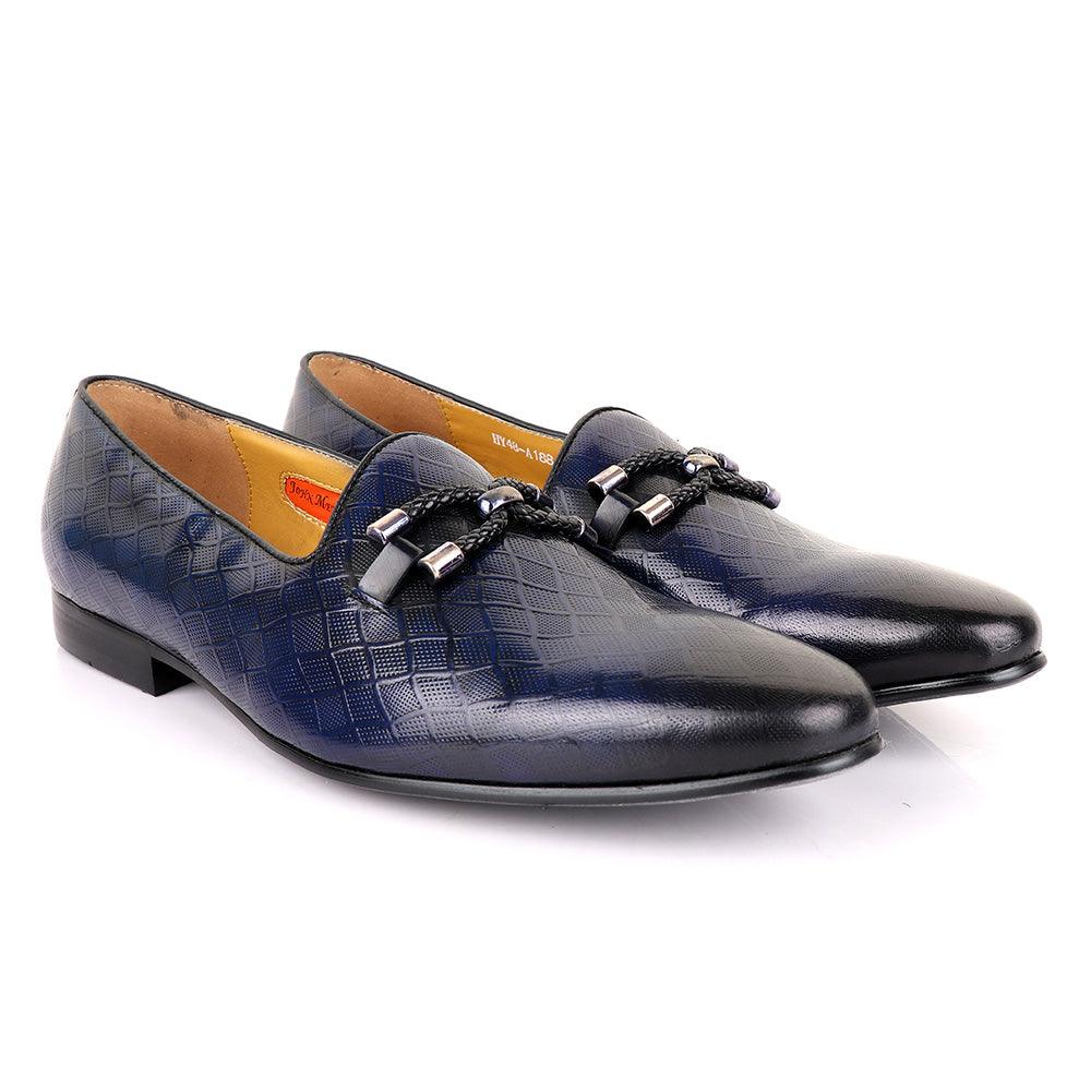 John Mendson Net Blue Leather Shoe - Obeezi