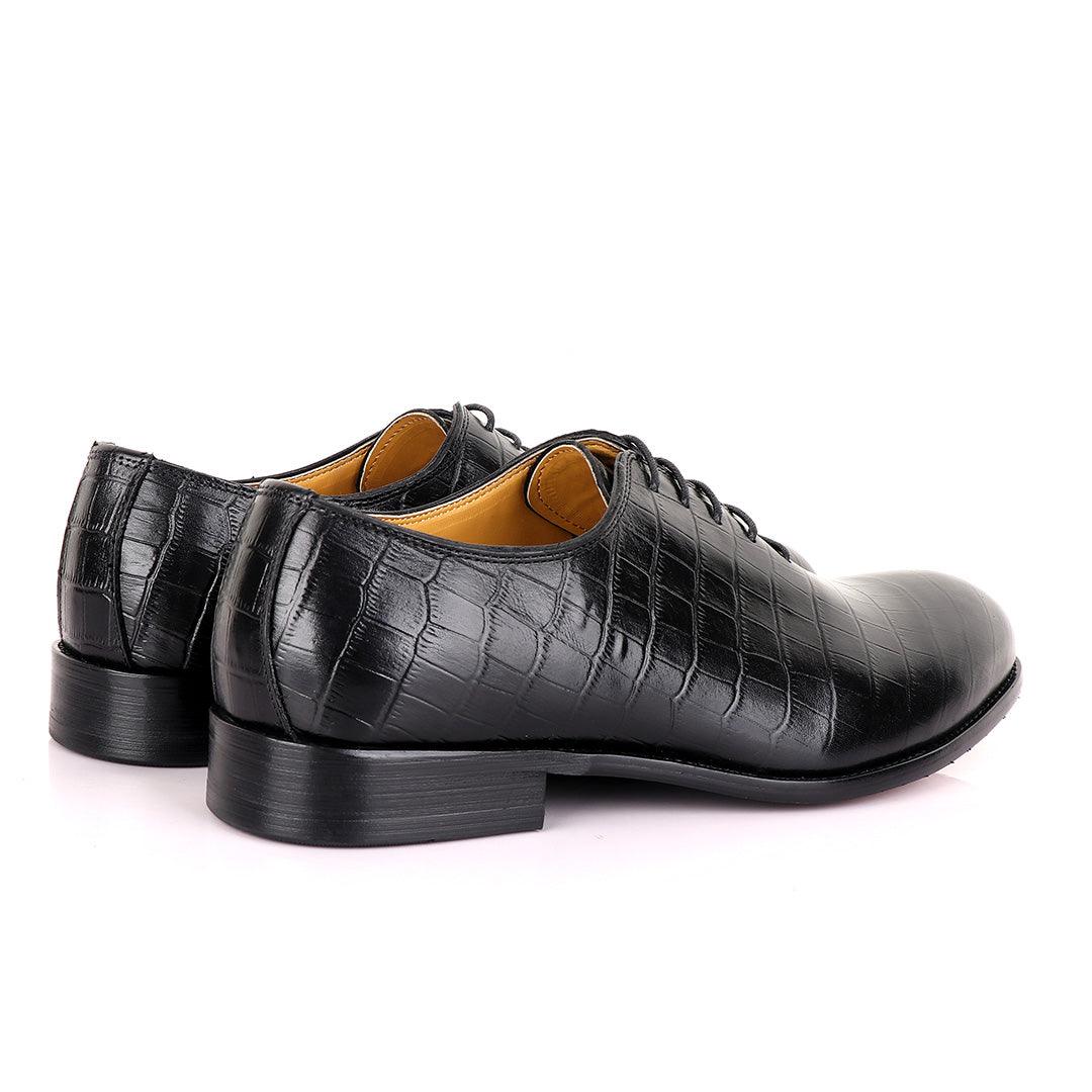 John Mendson Oxford Croc Lace up Leather Shoe - Obeezi