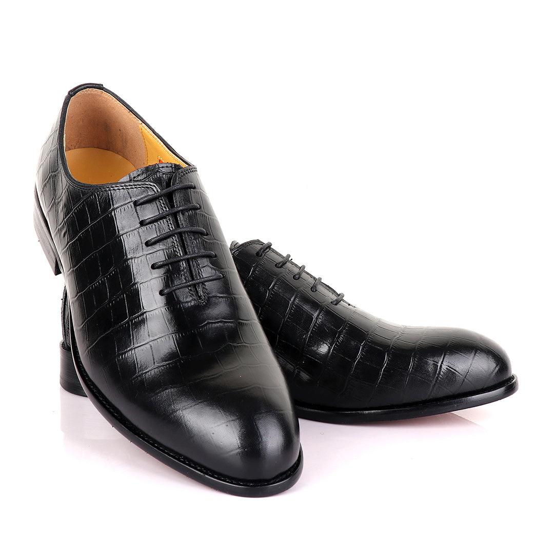 John Mendson Oxford Croc Lace up Leather Shoe - Obeezi