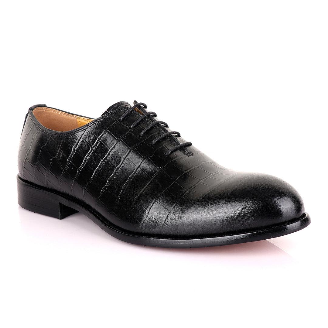 John Mendson Oxford Croc Lace up Leather Shoe - Obeezi