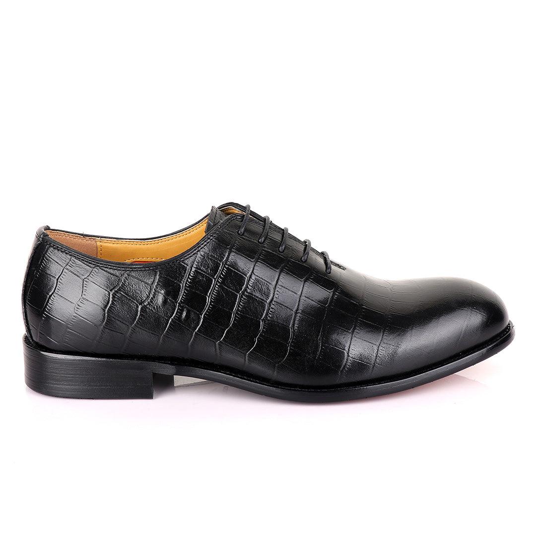 John Mendson Oxford Croc Lace up Leather Shoe - Obeezi