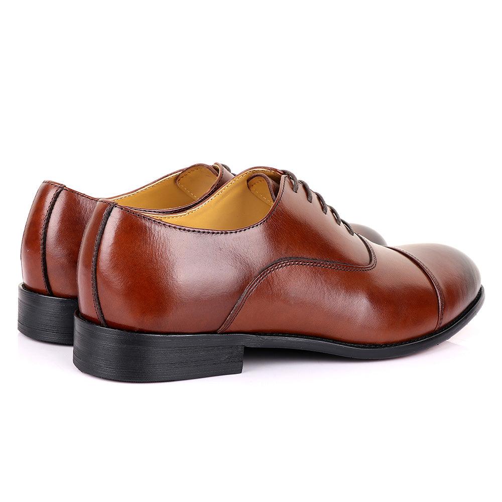 John Mendson Oxford Plain Brown Leather Shoe - Obeezi