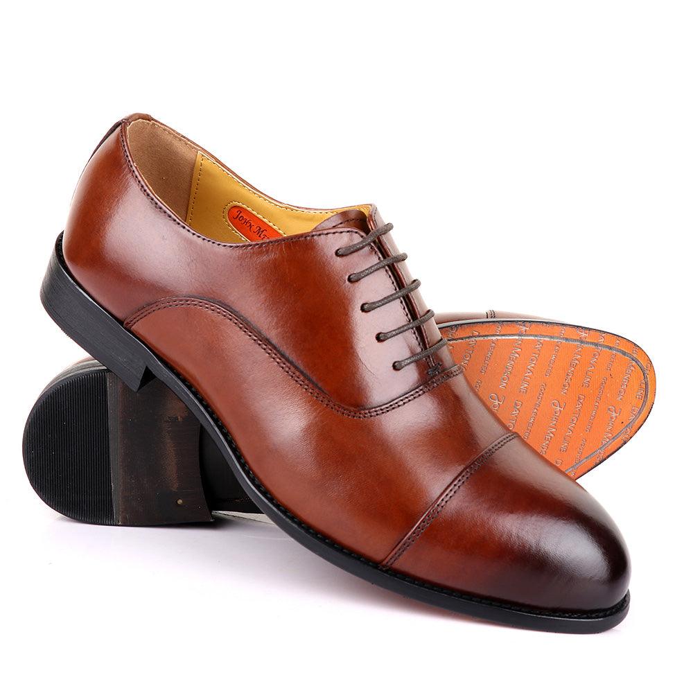 John Mendson Oxford Plain Brown Leather Shoe - Obeezi